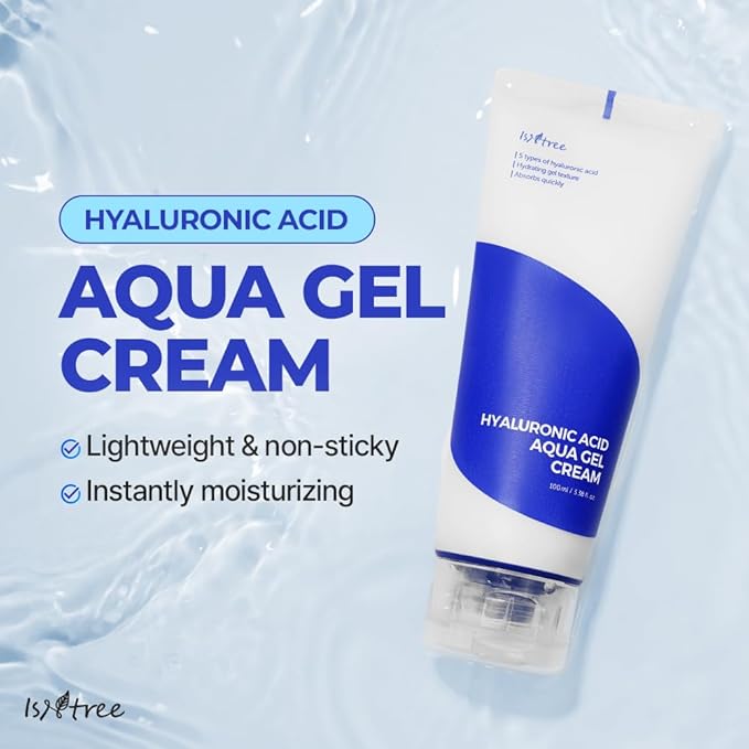 IsNtree Hyaluronic Acid Aqua Gel Cream 100ml, 3.38 fl oz | Korean Skincare | Lightweight Moisturizer | Quick-Absorbing Hydration | For Oily to Combination Skin-FemmiqueWomen