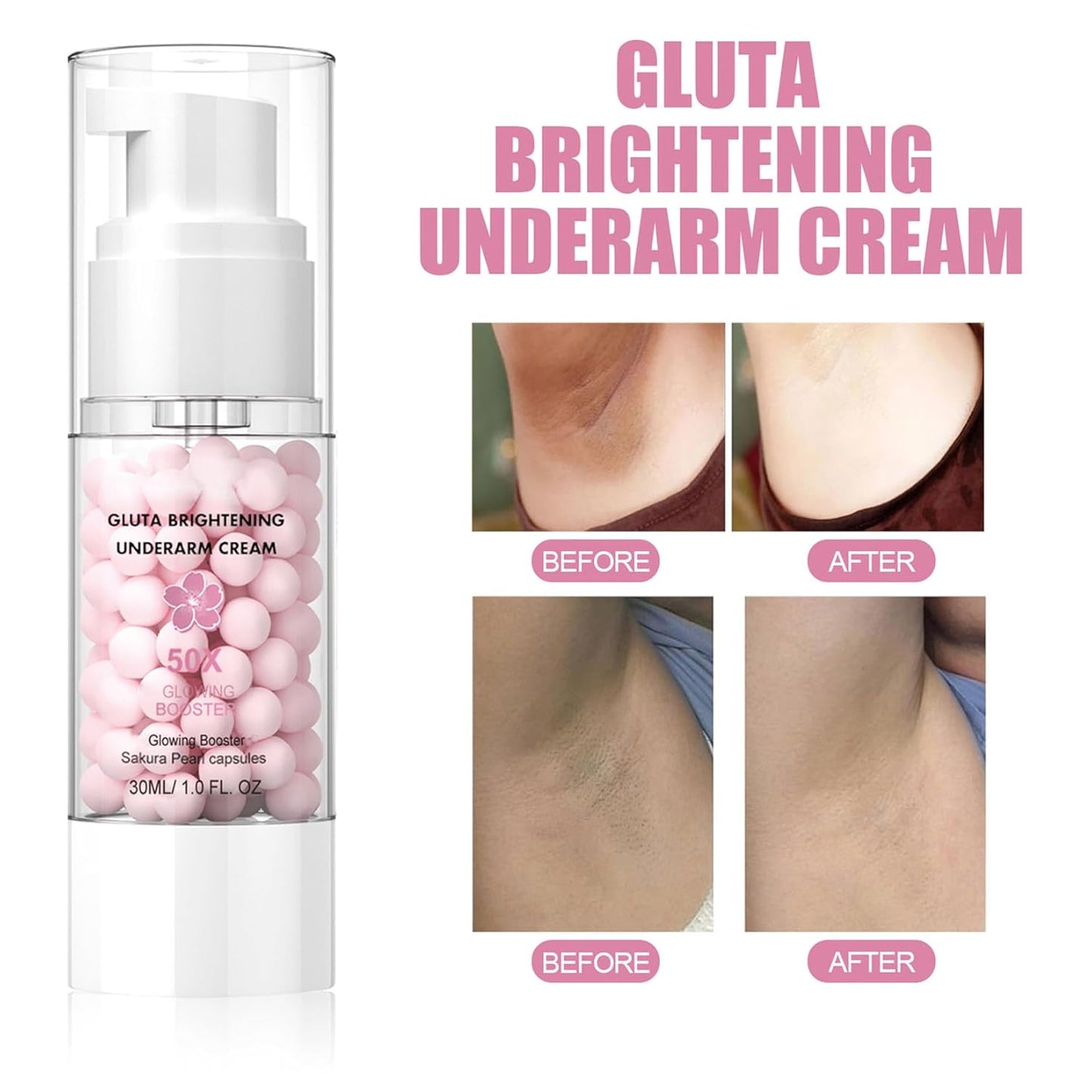 2PCS Gluta Brightening Booster Cream, Underarm Brightening Cream, Brightening Booster Sakur Pearl Capsules,Body Care Cream,Exfoliating Body Gel For Women-FemmiqueWomen
