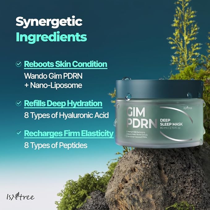 IsNtree Gim PDRN Deep Sleep Mask 80ml, 2.7 fl oz | Korean SEAWEED Skincare Sleeping Mask gel | Night Cream | Facial Mask | Overnight Gel mask for Hydration & Skin Bounce-FemmiqueWomen
