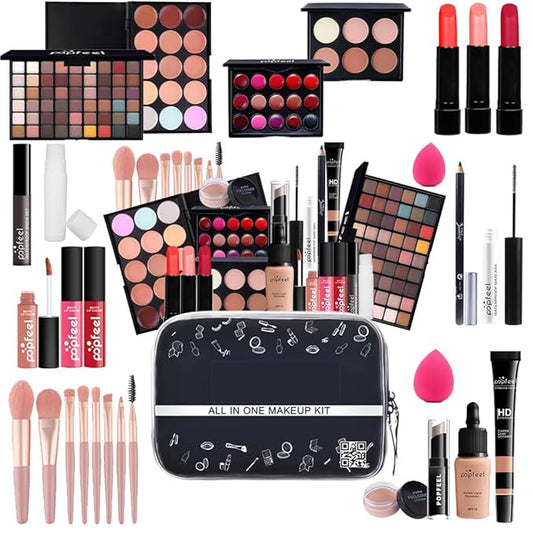 28 Pieces Makeup Kit for Women Full Kit, Eyeshadow Palette,Lip Gloss Set,Lipstick,Blush,Foundation,Concealer,Mascara,Eyebrow Pencil,Include Makeup Brush Set,Professional Makeup Kit for Teens-FemmiqueWomen