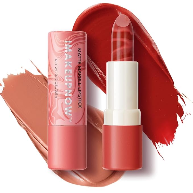 2PCS Marbled Matte Lip Stick Makeup - Velvety Finish | Naked-lip Feel, Full Coverage, D003+D004-FemmiqueWomen