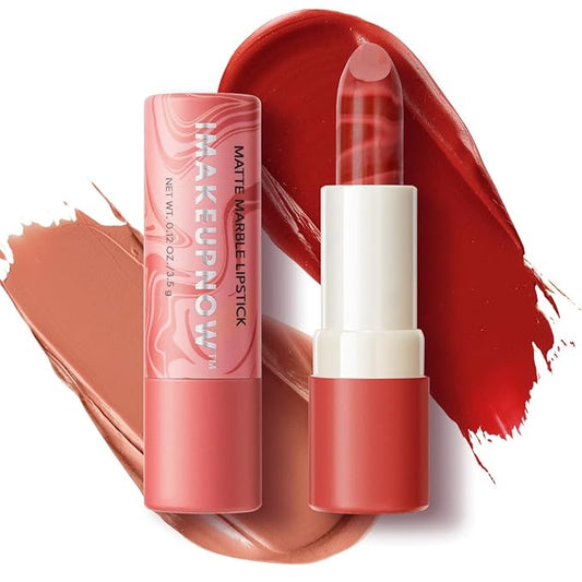 2PCS Marbled Matte Lip Stick Makeup - Velvety Finish | Naked-lip Feel, Full Coverage, D003+D004-FemmiqueWomen