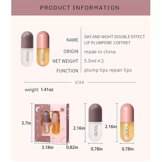 2 Pcs Lip Plumper, Natural Lip Plumper and Lip Care Serum,Lip Plumper set (Day& Night)-FemmiqueWomen