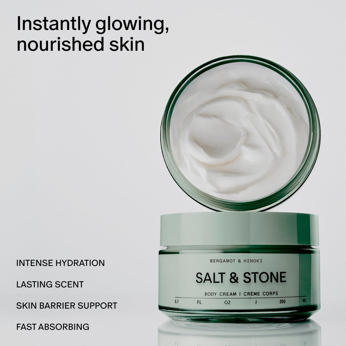 Salt & Stone Body Cream – Bergamot & Hinoki | Hydrating Formula with Seaweed Extracts, Spirulina & Squalane | Deep Hydration, Skin Barrier Repair & Healthy Glow | for all Skin Types (6.7 fl oz)-FemmiqueWomen