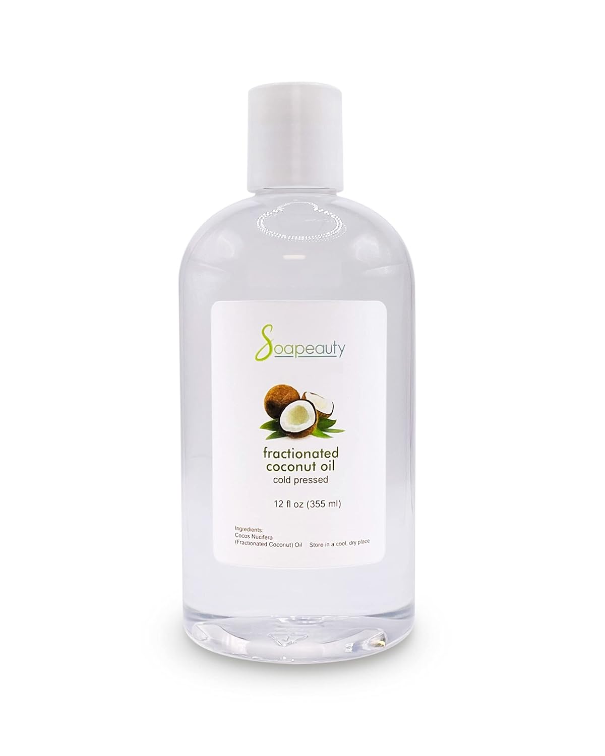Soapeauty FRACTIONATED COCONUT OIL Cold Pressed Refined | 100% Natural Available in Bulk | Carrier for Essential Oils, Face, Skin, Hair Moisturizer, Soap Making | 12 fl oz-FemmiqueWomen
