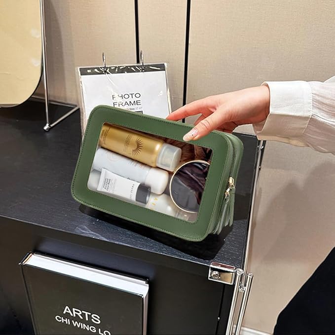 Clear Makeup Bag Small, TSA Approved Portable Toiletry Bag with Zipper Cosmetic Travel Bag Makeup Organizer Case Mini Makeup Pouch for Purse Car Organizer Bag for Women Men-FemmiqueWomen