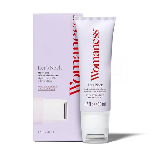 Womaness Let's Neck Firming Serum - Hydrates, Lifts, and Smoothes with Cooling & Massaging Roller Applicator - Cream for Women to Smooth Wrinkles & Tightening Sagging Skin - 50ml Roller-FemmiqueWomen