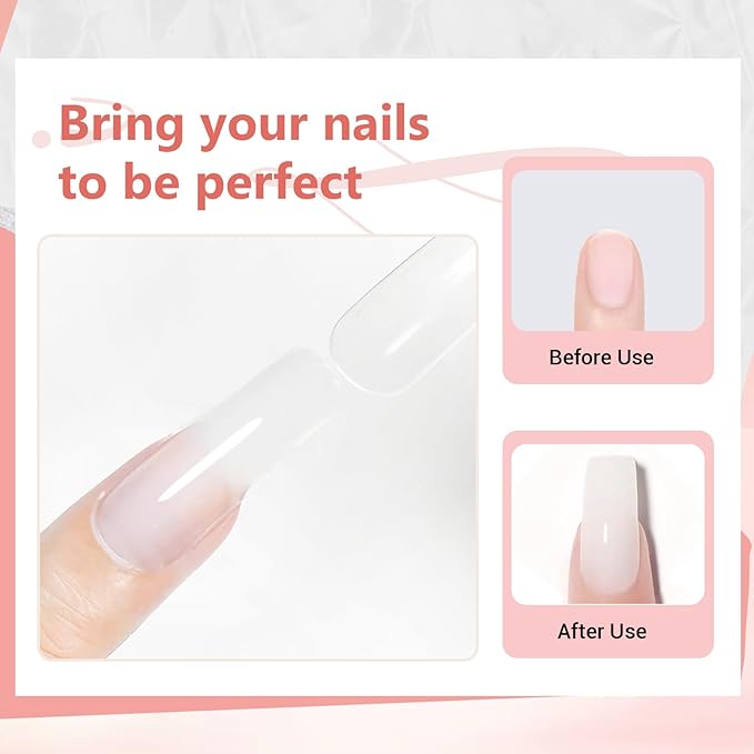 JEWHITENY Poly Nail Gel Set Clear Pink White Poly Extension Gel With Base Coat Top Coat Slip Solution French Manicure Need U V Lamp Curing for Finger Art and Home DIY-FemmiqueWomen