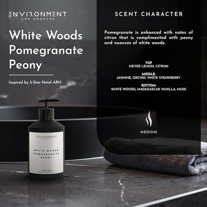 ENVIRONMENT Inspired by 5-Star Hotels ARH Lotion, 300ml Luxury Scented Lotion (White Woods | Pomegranate | Peony) Bathroom Luxury, Men & Women High-End Body Lotion, Hand Cream, Dry Skin Treatment-FemmiqueWomen