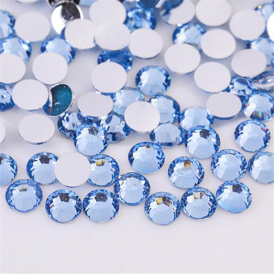 1000 Pieces SS20 5mm Flatback Rhinestones Clear Glass Round Gems Crystals for Nail Art DIY Crafts Clothes Shoes Bags （Light Blue）-FemmiqueWomen