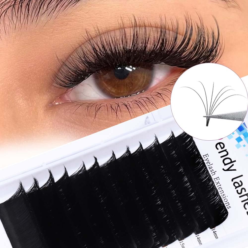 Easy Fan Volume for Lash Artists: Wendy, Handmade Fans for Eyelash Extensions, Self Fanning, Blooming, C-KH, Black, CC-0.05-14-20-FemmiqueWomen