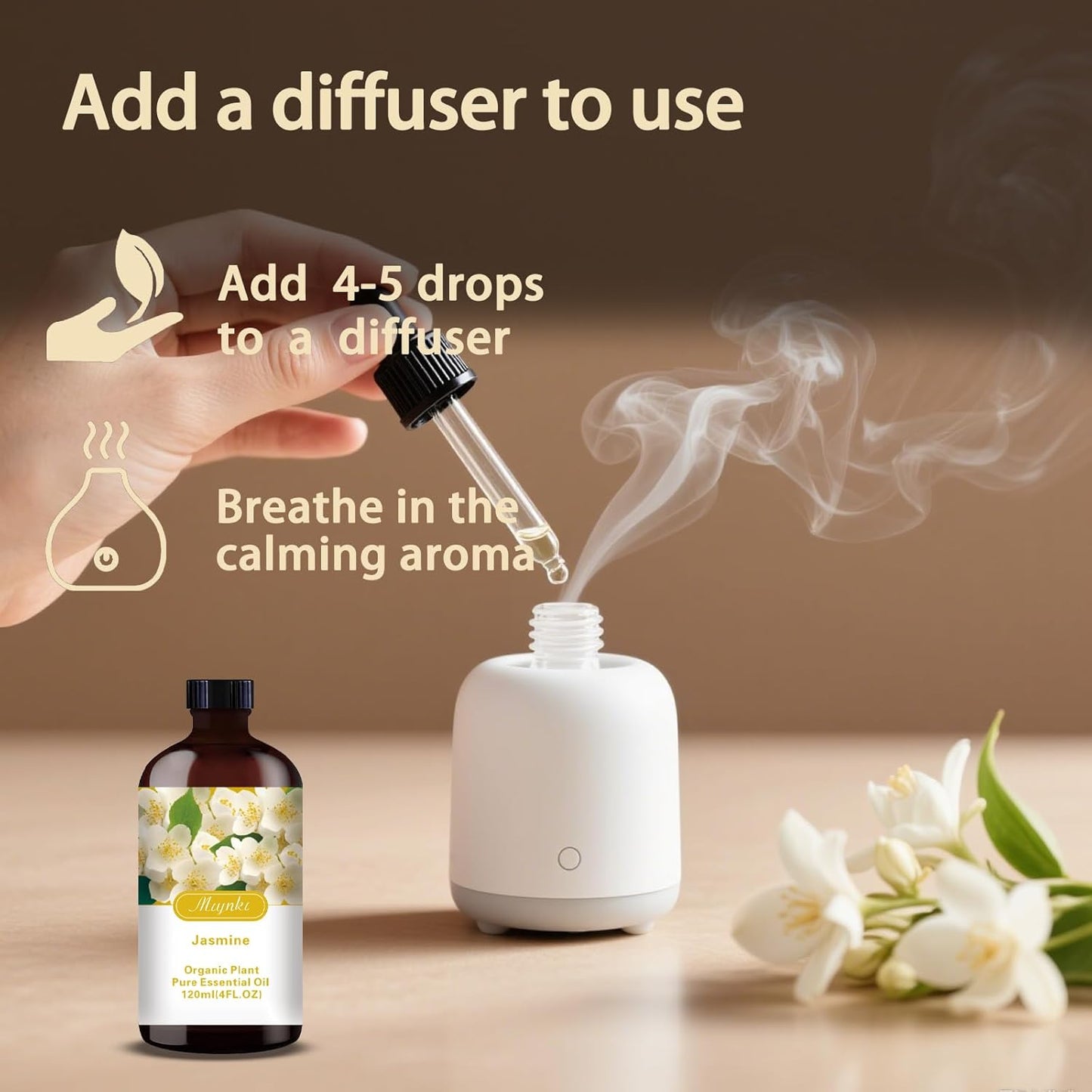 Jasmine Essential Oil-Jasmine Fragrance Oil 4.33oz (130ml)-100% Pure Natural Scent for Diffusers, Candles, Soap Making & Aromatherapy-Relaxing Home & Gift Essential Oil for Bath, Massage-FemmiqueWomen