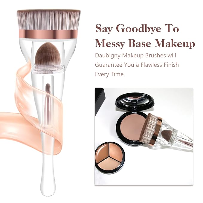 Makeup Brushes, Daubigny Perfect 3IN1 Makeup Brush for Face Blush Liquid Powder Foundation Brush for Blending Liquid, Cream or Flawless Powder Cosmetics with Great Gift Case-FemmiqueWomen