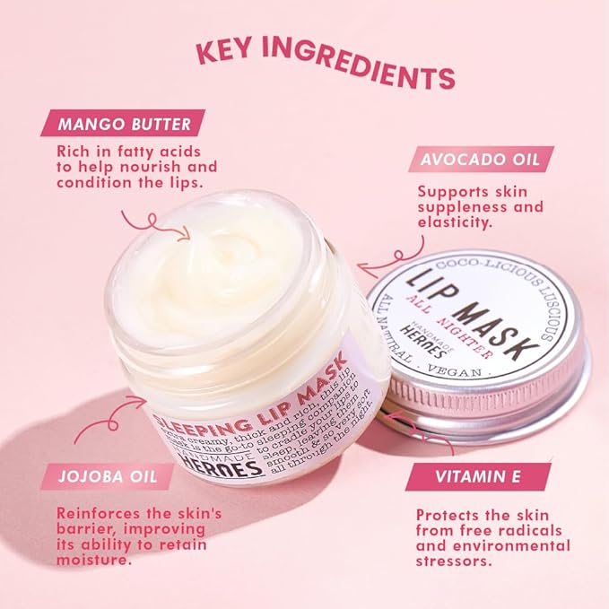 100% Natural Lip Butter Sleeping Lip Mask, Overnight Lip Moisturizer and Conditioner for Dry Lips. Intensive Lip Balm and Lip Therapy Skin Care with Mango butter (Original All Nighter)-FemmiqueWomen