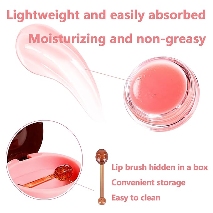 3 Pcs Bee Lip Balm Honey Pot, Coconut Watermelon Apple Lime Lip Mask Overnight, Moisturizing Lip Sleeping Mask, Hydrate Repair Prevent Dry Cracked Lip Exfoliator (Coconut +Watermelon+Apple Lime)-FemmiqueWomen