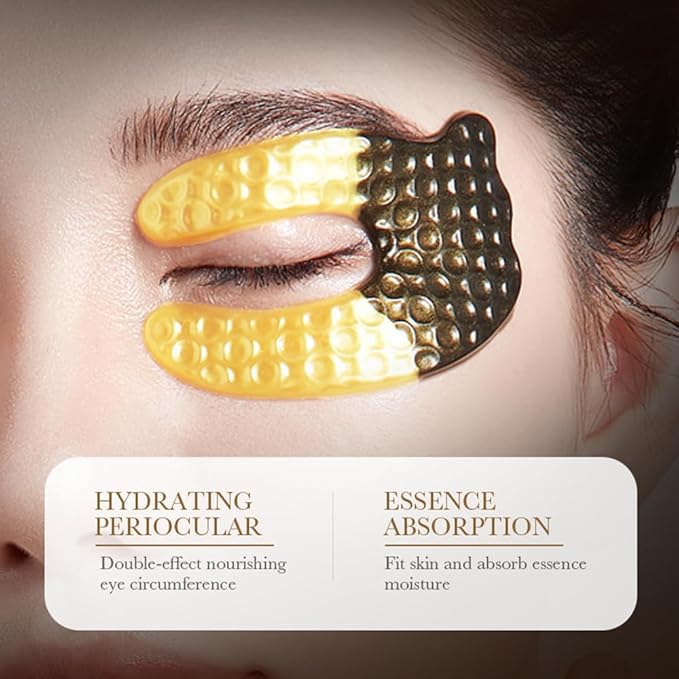 24K Gold Under Eye Patches (5 Pairs) - Black Truffle Under Eye Mask with Newly Upgraded 3D Wrap-around Design, Specifically for Canthus Wrinkles and Dryness Around the Eyes (Gold)-FemmiqueWomen