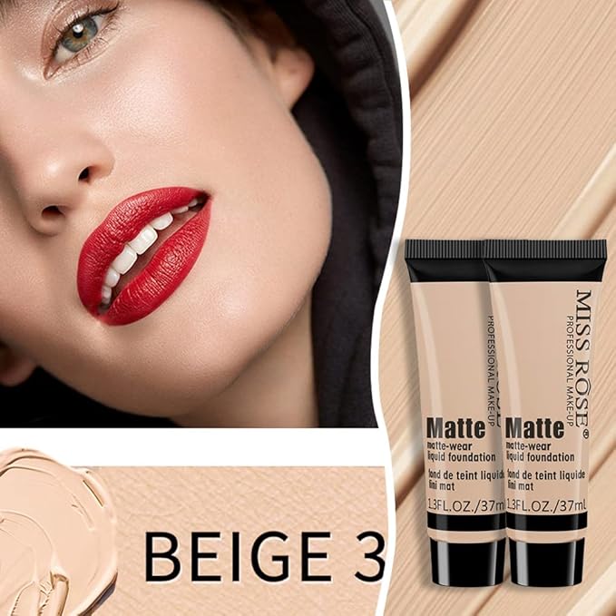 2 Pack Liquid Foundation Cream for Face Makeup,Durable Full Coverage Matte Concealer Make Up,Oil Control & Waterproof Base Primer -1+1 Fl.Oz (BEIGE 3#)-FemmiqueWomen