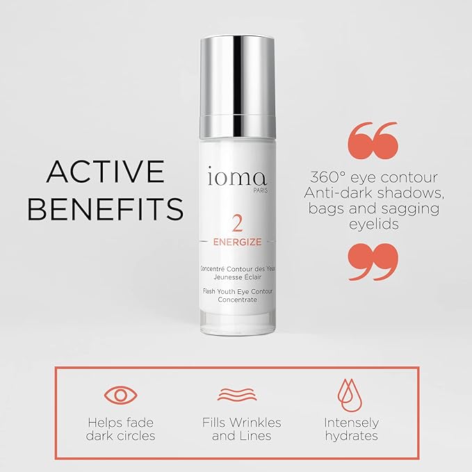 IOMA Paris - ENERGIZE Flash Youth Eye Contour Care - Eye Concentrate, Brightens Skin Tone and Erases Fine Lines, Eye Cream for Dark Circles & Puffiness, (30 ml)-FemmiqueWomen