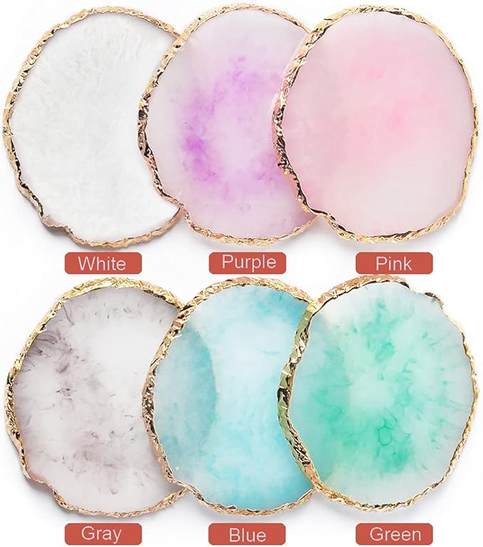 2 Pack Resin Nail Art Palette, Nail Painting Mixed Color Palette, Gilded Edge Nail Gel Color Makeup Display Board Pallet (White+Pink)-FemmiqueWomen