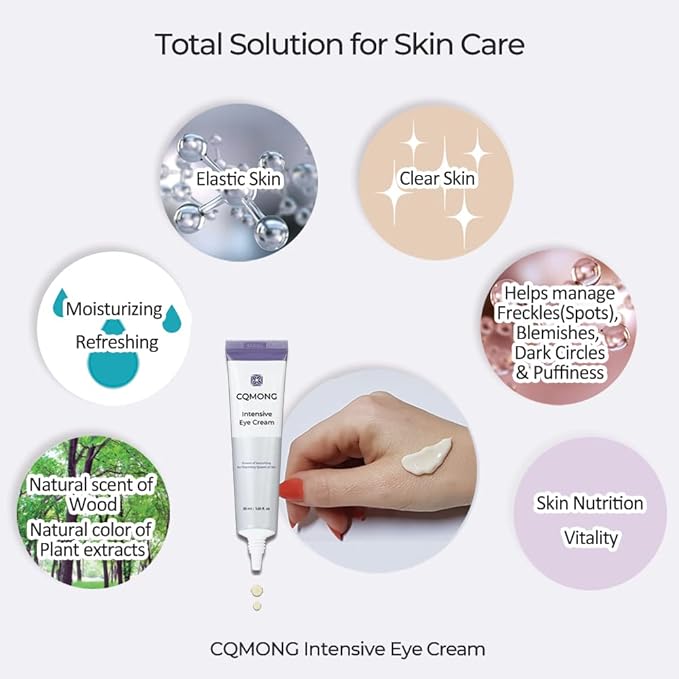 Intensive Eye Cream 1.01 fl oz for hydrating, wrinkles, elastic skin, dark circles, puffiness, fine lines, eye bags under eyes | Hyaluronic Acid, Collagen, Peptide | Korean skincare-FemmiqueWomen