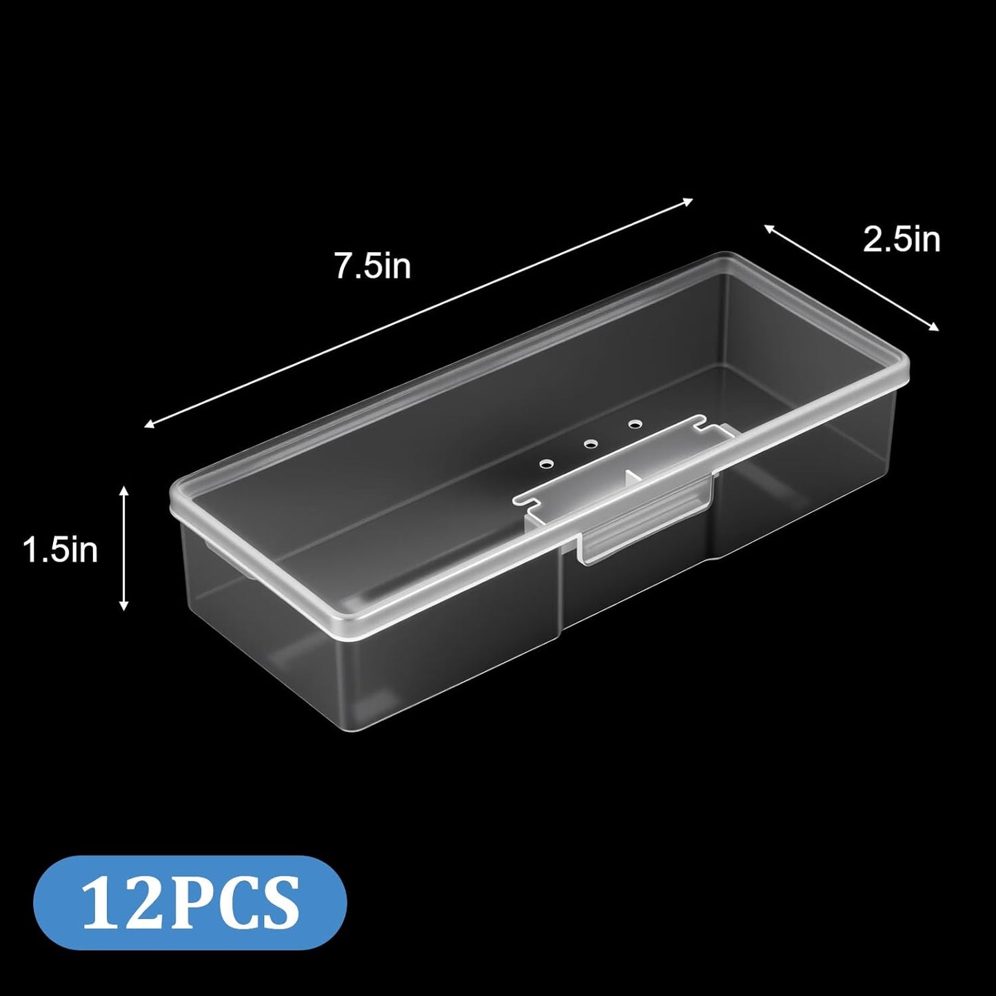12Pcs Clear Manicure Tool Box, Personal Nail Box Storage Case for Organizing, Plastic Nail Tool Box for Manicure Pedicure Kit-FemmiqueWomen