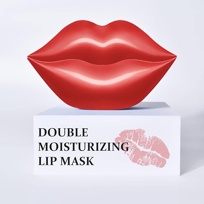 20Pcs Lip Mask, Red Cherry Lip Moisturizing Plumping Masks Overnight, Lip Gel Treatment Lip Masks for Dry Lips Smooth& Plump Chapped Lip Collagen Overnight Lip Care Pads Patches(Red)-FemmiqueWomen