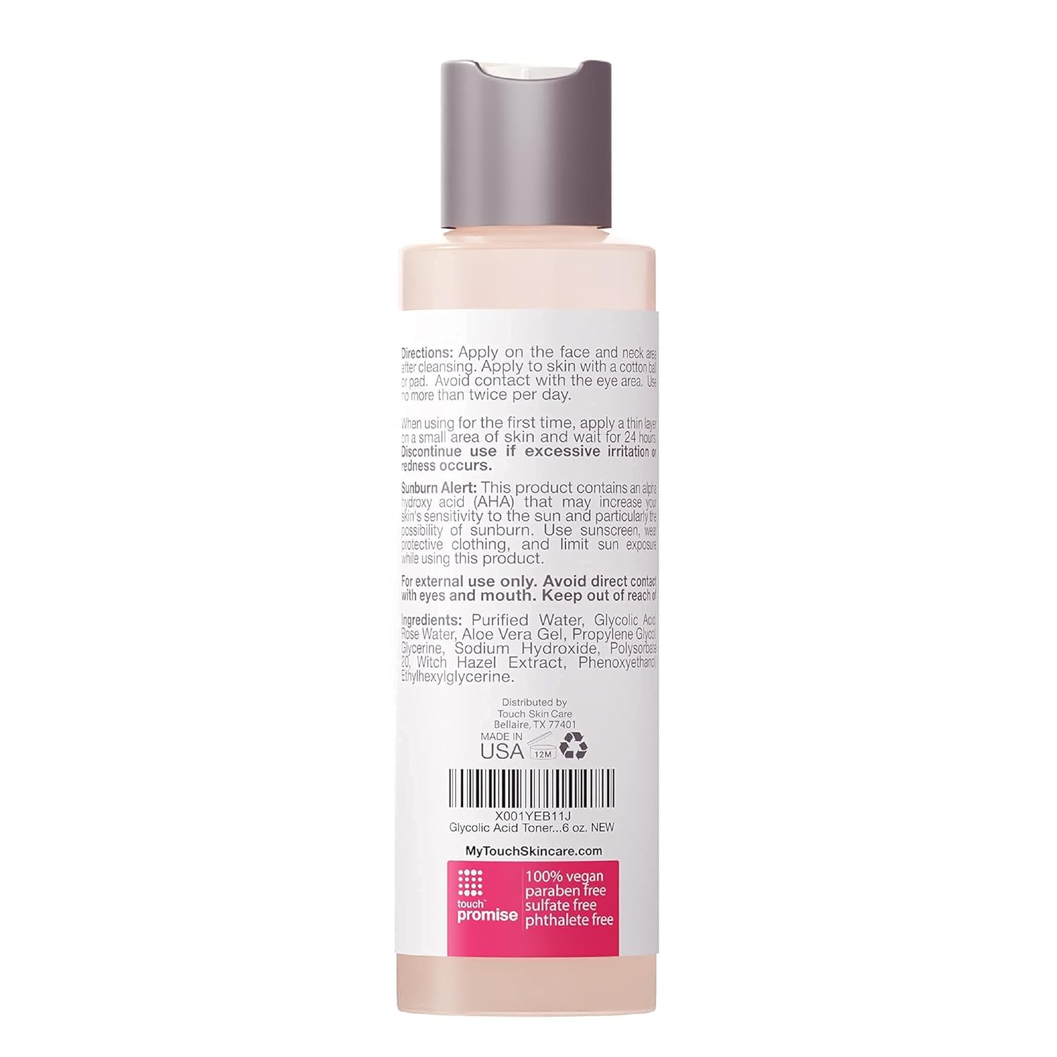 7% Glycolic Acid Toner with Rose Water, Witch Hazel, and Aloe Vera Gel – Alcohol & Oil Free Exfoliating AHA Face Toner – Improves Wrinkles, Dullness, Pores, Skin Tone & Texture, 6 oz.-FemmiqueWomen