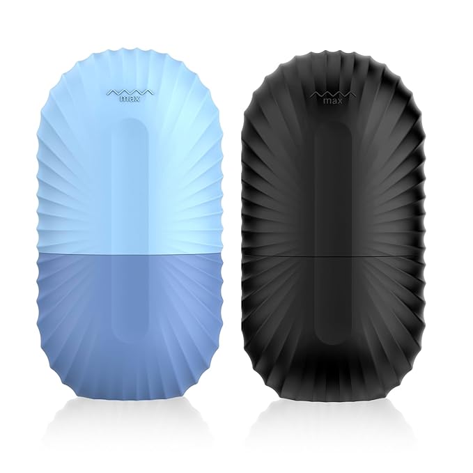 2pcs Ice Roller for Face and Eye, Silicone Ice Facial Roller Ice Holder, Face Ice Mold Skin Care, Face Icers Reusable Ice Cube Roller for Shrink Pores Anti Wrinkle Reduce Puffiness, Black Blue-FemmiqueWomen