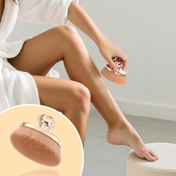 Extra Large Body Makeup Brush for Self Tanner – 115mm Wide Rose Gold Kabuki Body Brush for Bronzer Blend & Blur, Vegan Fiber Self Tanning Brush for Legs & Body with Drawstring Bag by Yoseng-FemmiqueWomen