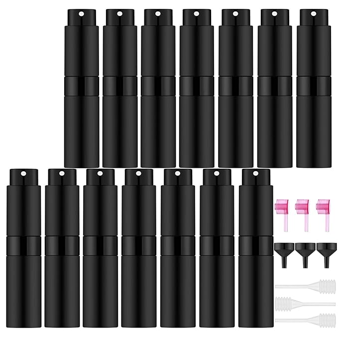 14 PCS/8ML Portable Atomizer Perfume Bottles, Mini Empty Refillable Cologne Spraye Bottle, Pocket Travel Perfume Liquid Sprayer (Matte Black)-FemmiqueWomen
