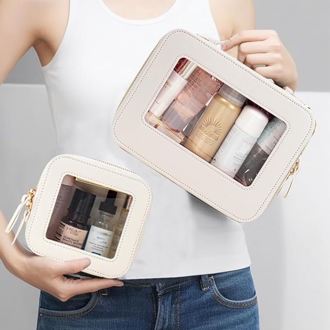 Clear Makeup Bag Small, TSA Approved Portable Toiletry Bag with Zipper Cosmetic Travel Bag Makeup Organizer Case Mini Makeup Pouch for Purse Car Organizer Bag for Women Men-FemmiqueWomen