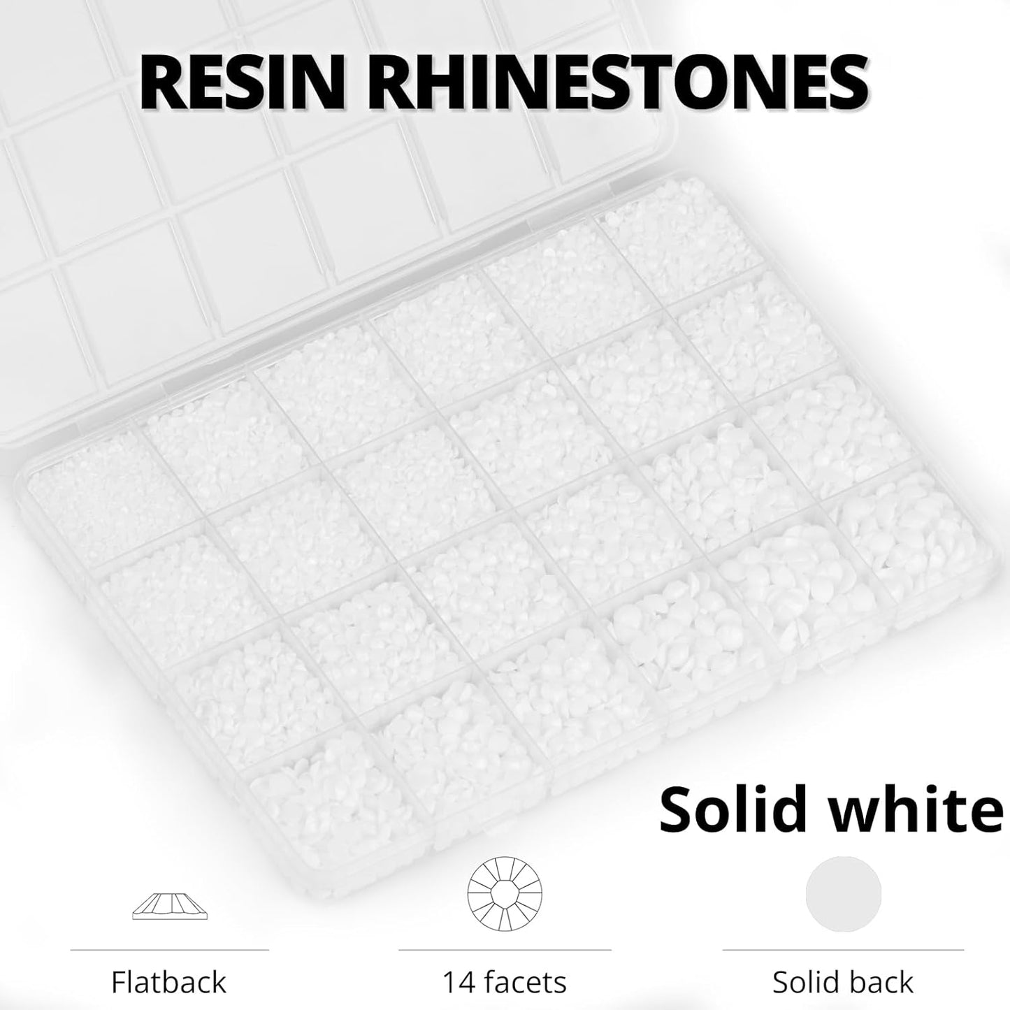 30000Pcs Resin Rhinestones Kit for Crafting Bedazzling, Solid White Flatback Gems Diamonds for Crafts Clothes Shoes Fabric Tumbler Jersey, Flat Back Jewels Bulk Assortment with b7000 Glue-FemmiqueWomen