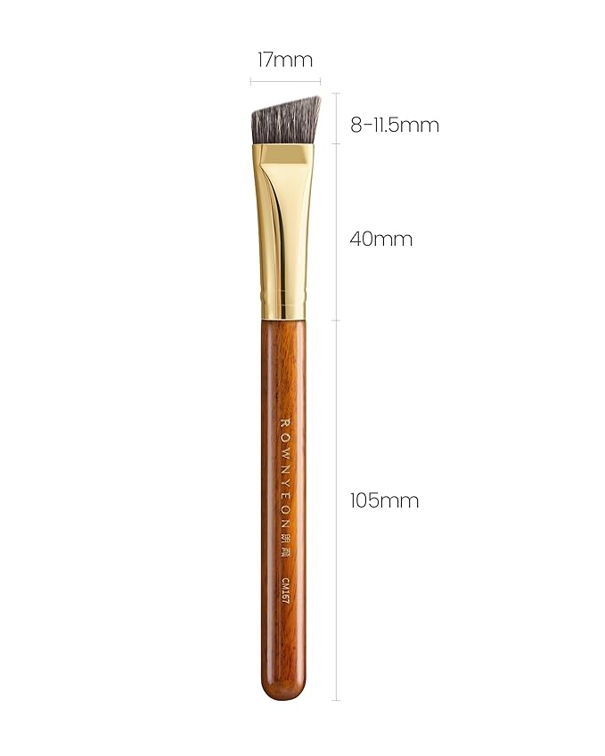 Desert Oak Series Flat Angled Eyebrow Brush - Straight Edge Design for Natural Hair-Like Strokes, 50% Weasel & Goat Hair Blend, Ebana Handle & Brass Ferrule (CM 167)-FemmiqueWomen