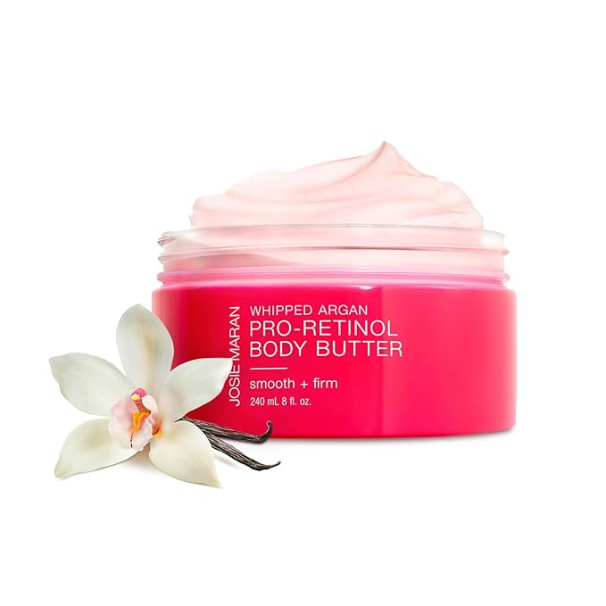 Josie Maran Whipped Argan Pro-Retinol Body Butter - Ultra-Hydrating Retinol Body Cream with Air-Whipped 100% Pure Argan Oil - Smooth, Soothe & Improve the Look of Fine Lines - Vanilla Bean (8 Oz)-FemmiqueWomen