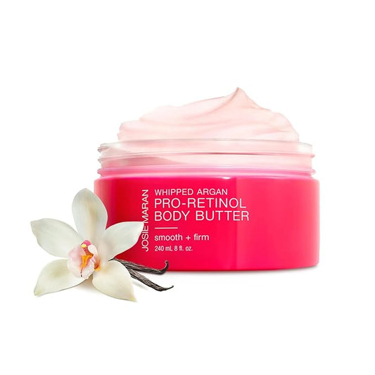 Josie Maran Whipped Argan Pro-Retinol Body Butter - Ultra-Hydrating Retinol Body Cream with Air-Whipped 100% Pure Argan Oil - Smooth, Soothe & Improve the Look of Fine Lines - Vanilla Bean (8 Oz)-FemmiqueWomen
