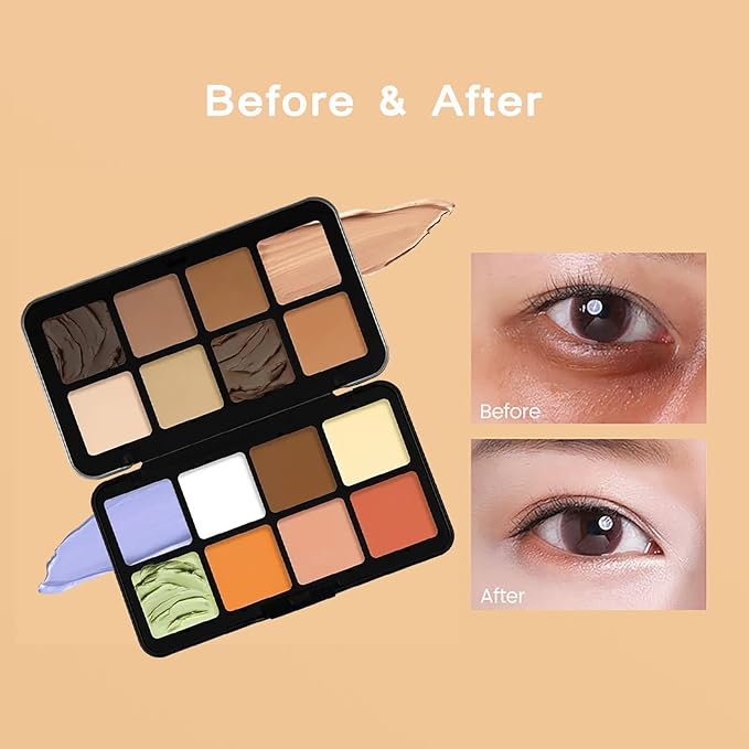 16 Color Corrector Concealer Foundation Palette Cream Set, Orange Green Peach Color Correcting Camouflage Makeup Cream Contour Palette with 11Pcs Makeup Brush Kit for Dark Circles Dark Spots-FemmiqueWomen