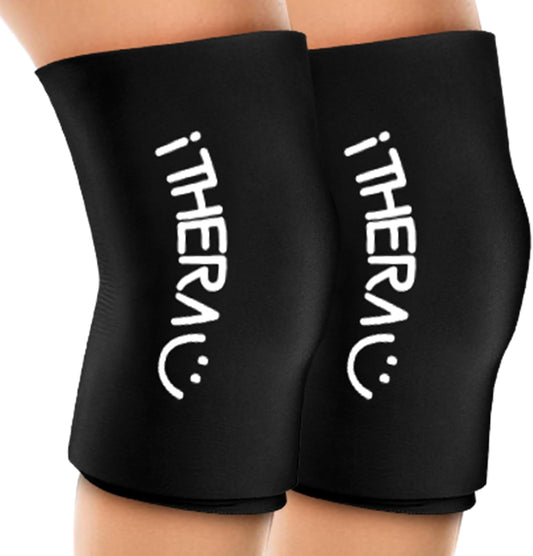 iTHERAU Knee Ice Pack Wrap 2 Pack, Reusable Gel Cold Pack with Cold/Hot Therapy, Cold Compression Sleeve for Elbow, Knee, Calf & Ankle for Pain Relief, Swelling, Surgery, Sports Injuries -Black, S-FemmiqueWomen
