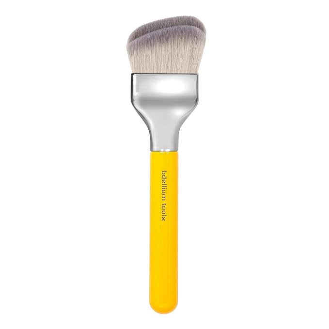 Bdellium Tools Professional Makeup Brush - Studio Series 971 Large Slanted Double Dome Blender - With Soft Synthetic Fibers, For Quick & Easy Application and Blending (Yellow, 1pc)-FemmiqueWomen
