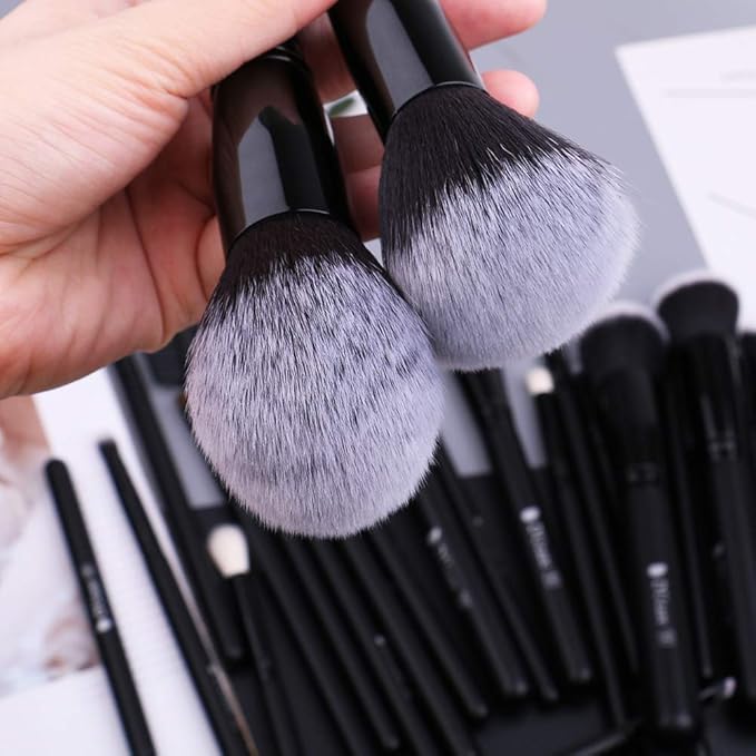 DUcare 27Pcs Makeup Brush Set Black Professional Premium Cosmetic Brushes for Foundation, Concealer, Eyeshadow, Blending, Powder, Contouring-FemmiqueWomen