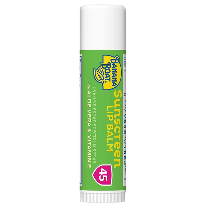 Banana Boat Sunscreen Lip Balm SPF 45 with Aloe Vera & Vitamin E, 0.15oz | Lip SPF, Aloe Vera Lip Balm with SPF, Vitamin E Lip Balm, Moisturizing Lip Balm, Lip Sunblock, Travel Sunscreen, 0.15oz-FemmiqueWomen