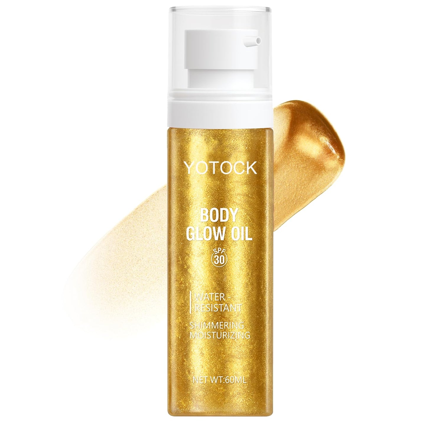 Body Glow Oil, SPF30 Moisturizing Body Oil Shimmer Gold Mica Sunscreen,Coconut Glitter Body Oils for Women Nourishes Dry Skin, Lightweight, Moisturizer and Water Resistant 3.38 fl oz-FemmiqueWomen