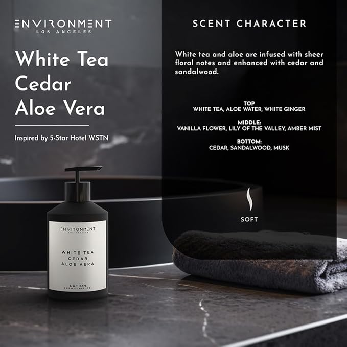 ENVIRONMENT Inspired by 5-Star Hotels WSTN Lotion, 300ml Luxury Scented Lotion (White Tea | Cedar | Aloe Vera) Bathroom Luxury, Men & Women High-End Body Lotion, Hand Cream, Dry Skin Treatment-FemmiqueWomen