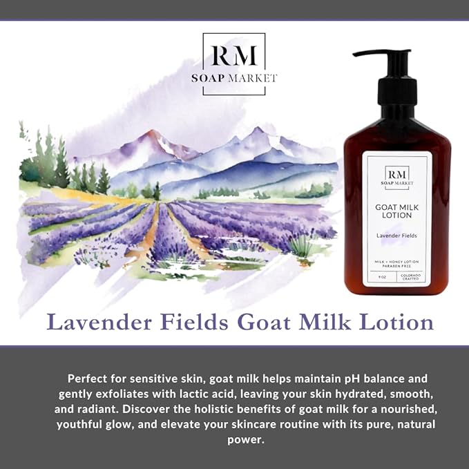Goat Milk Lotion, Lavender Fields Fragrance, Hydrating Lotion for Men & Women With Nourishing Goat Milk, Shea Butter, Sunflower Oil & Aloe, Packed With Vitamin A, E & Selenium, 9 Oz-FemmiqueWomen