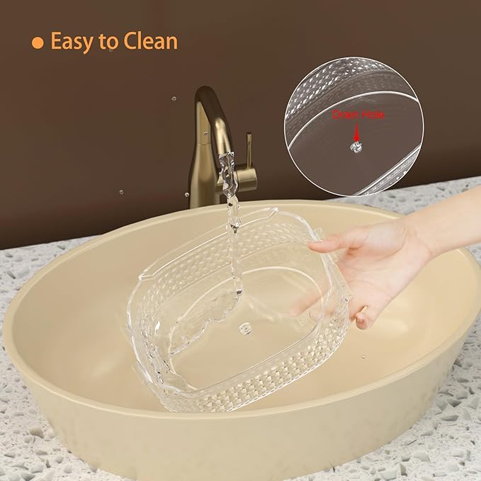 Awenia Rotating Makeup Organizer 360, Stackable Adjustable Large Capacity Cosmetic Storage Unit,Dresser Bathroom Kitchen Countertop Organizer with Metal Handle, Plus Size (Clear, 2 Tier)-FemmiqueWomen