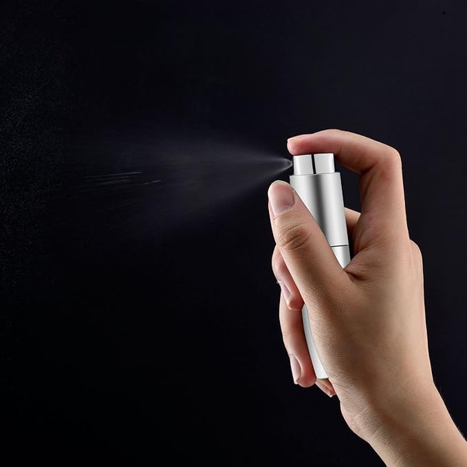 2 PCS/8ml Portable Mini Perfume Atomizer bottles, Empty Refillable Spray Bottle with 3 Types of Refill Tools, Pocket Travel Perfume Sample Bottles(Silver)-FemmiqueWomen