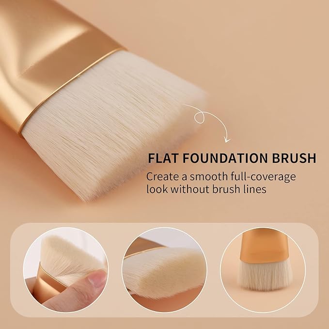 DUcare Contour Brush, Flat Top & Oval Head Face Contouring Brush For Blending & Buffing, Multi-Purpose Face Makeup Brushes for Liquid Foundation/Cream/Facial Mask-FemmiqueWomen