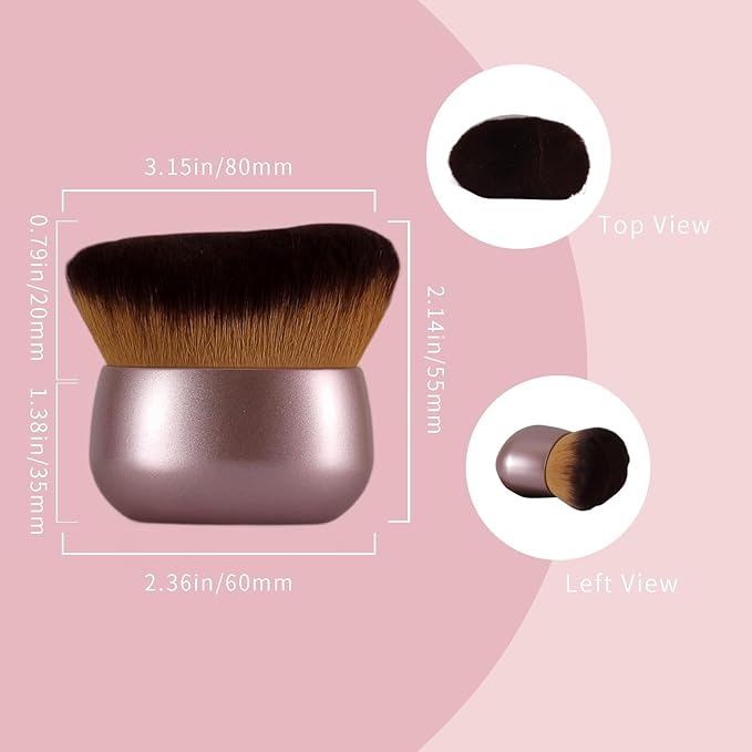 Extra-Large 75mm Body Makeup Brush Vegan Synthetic Bristles for Streak-Free Self Tanner, Bronzer & Foundation, Wet/Dry Use, Oval Face & Back Application–Pink Rose Gold-FemmiqueWomen