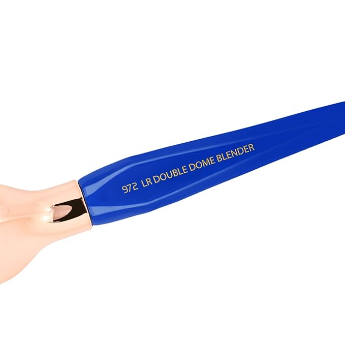 Bdellium Tools Professional Makeup Brush - Golden Triangle 971 Large Slanted Double Dome Blender - With All Vegan and Soft Synthetic Fibers, For Foundation Application & Blending (Blue, 1pc)-FemmiqueWomen