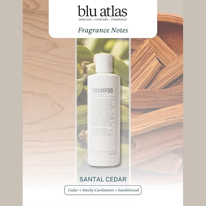 Blu Atlas Men's Natural Shampoo – Organic, Sulfate-Free, Paraben-Free – Deep Cleansing & Hydrating – Santal Cedar Scent – Made in America – 8 oz-FemmiqueWomen
