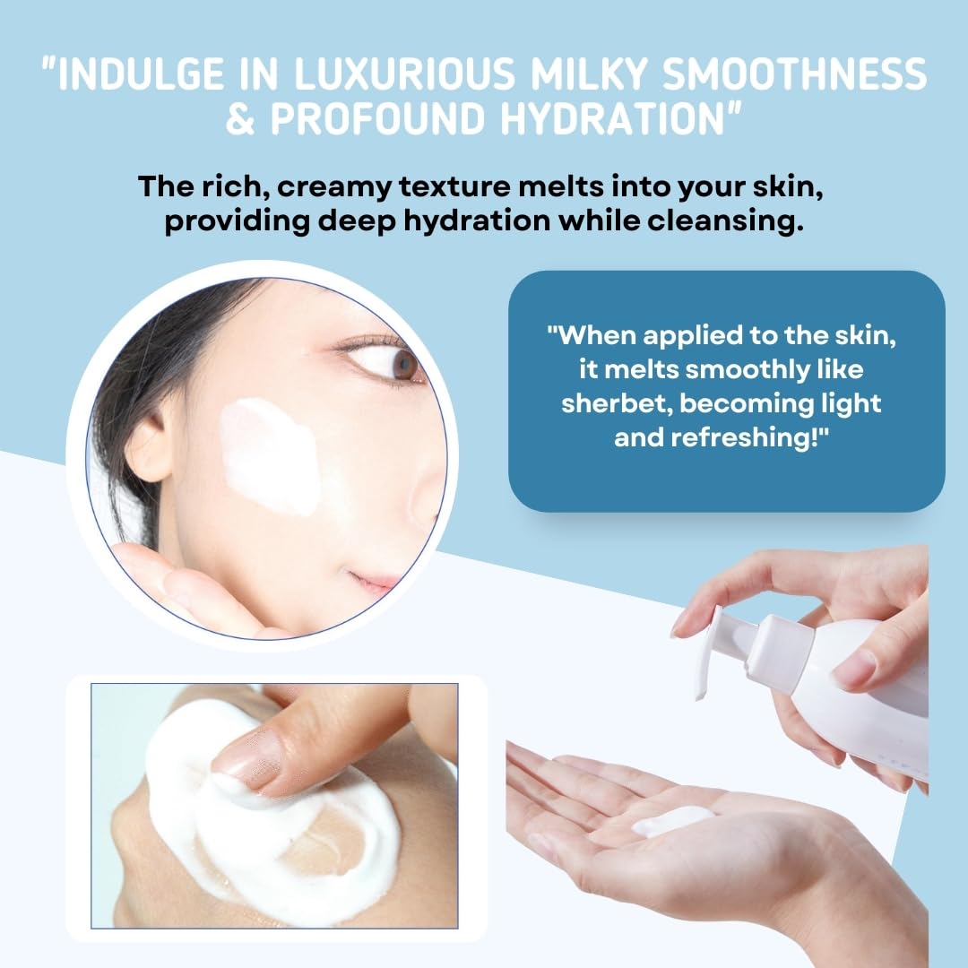 Korean Cleansing Milk for Face – Gentle Facial Cleanser for Dry & Sensitive Skin, Hydrating Makeup Remover, 6.76 Fl Oz (200ml)-FemmiqueWomen